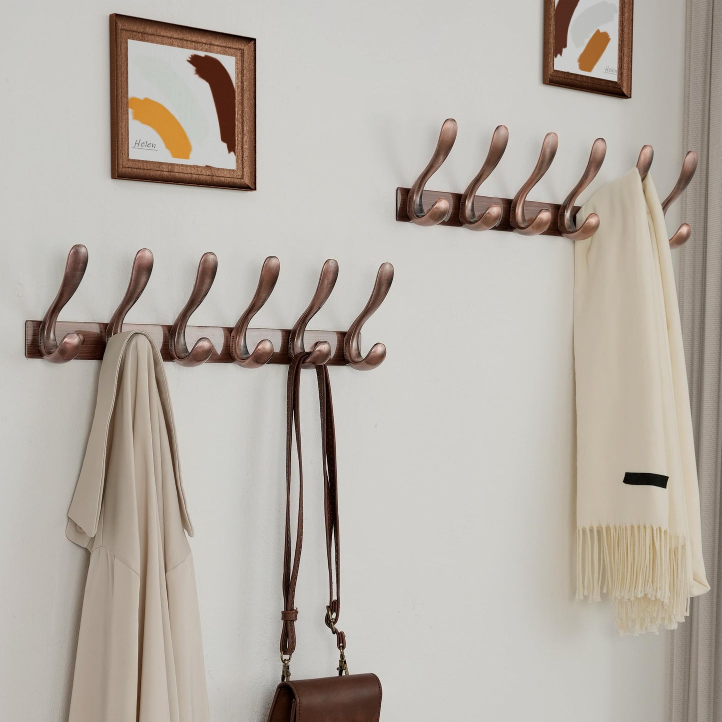 HONSKY Wall Coat Rack- Stylish,44cm Metal Coat Hanger Wall Mounted,Heavy Duty 6 Hooks Wall Coat Hook for Hallway, Bedroom