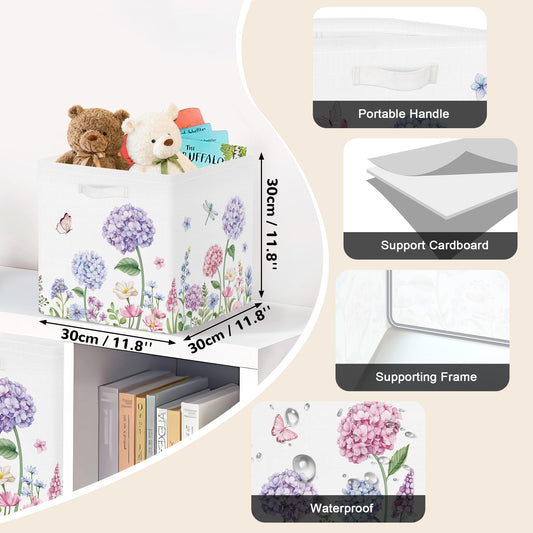 Clastyle 3 pcs Flowers Cube Storage Boxes for Shelves Kallax Boxes