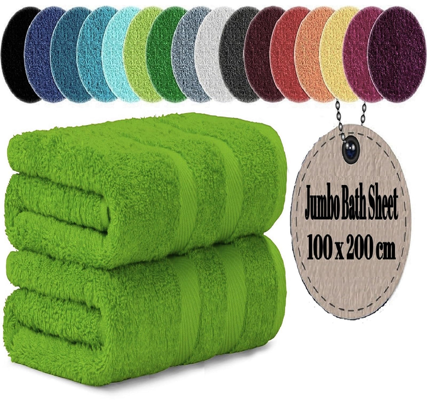 LoomTrove Pack of 2 Extra Large Jumbo Bath Sheets 100 x 200 cm 100% Egyptian Combed Cotton XL Towels Quick Dry Big Bath Sheet Super Soft Hotel