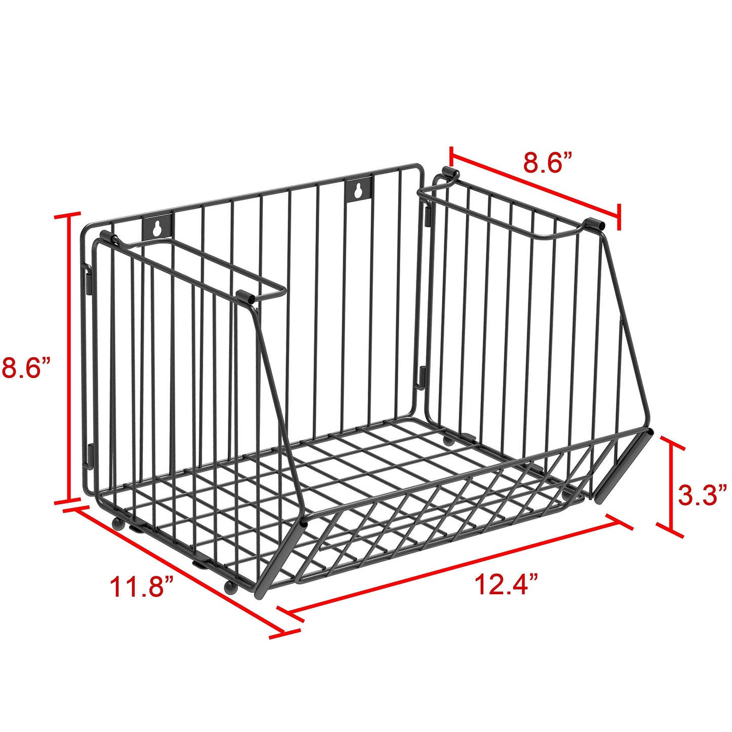 Stackable Metal Wire Storage Basket, Large Organizer Storage Baskets, Multipurpose Organizer Bins for Organizing Kitchen, Pantry, Freezer