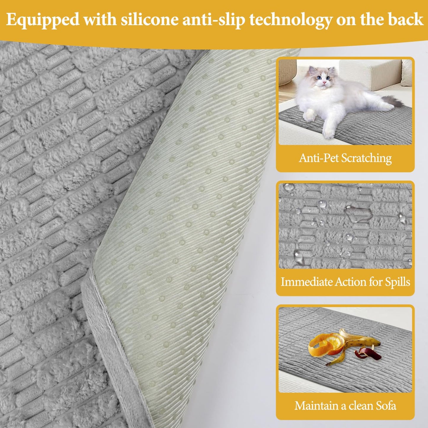 Sofa Armrest Cover, 2pcs Anti-Slip Couch Arm Protectors, Embossed Chenille Fabric Stretch Couch Arm Cover, Washable Pet Dog Couch Covers for Office