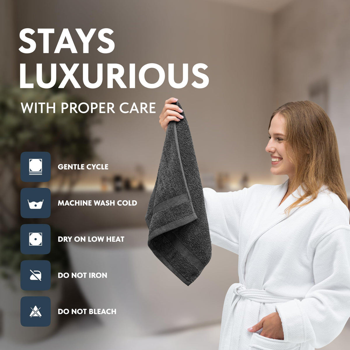 White Classic Luxury Grey Hand Towels, 100% Cotton Bathroom Charcoal Hand Towels Set of 6, Hotel Towels Extra 40x76 cm