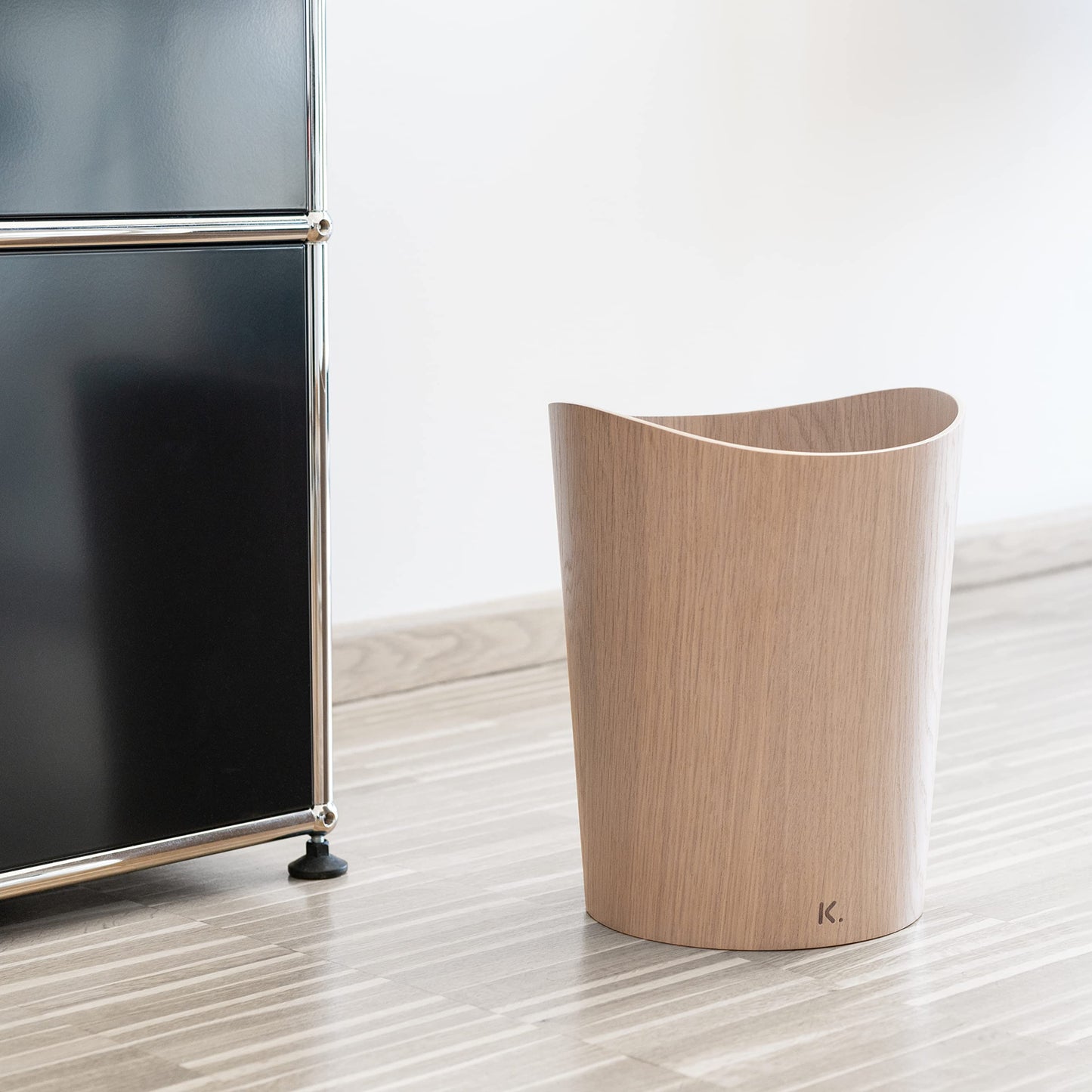 Kazai. Real Wood Waste Paper Bin Börje | Wooden Paper Basket for Office, Kids' Room, Bedroom and more | 9 liters | Oak white