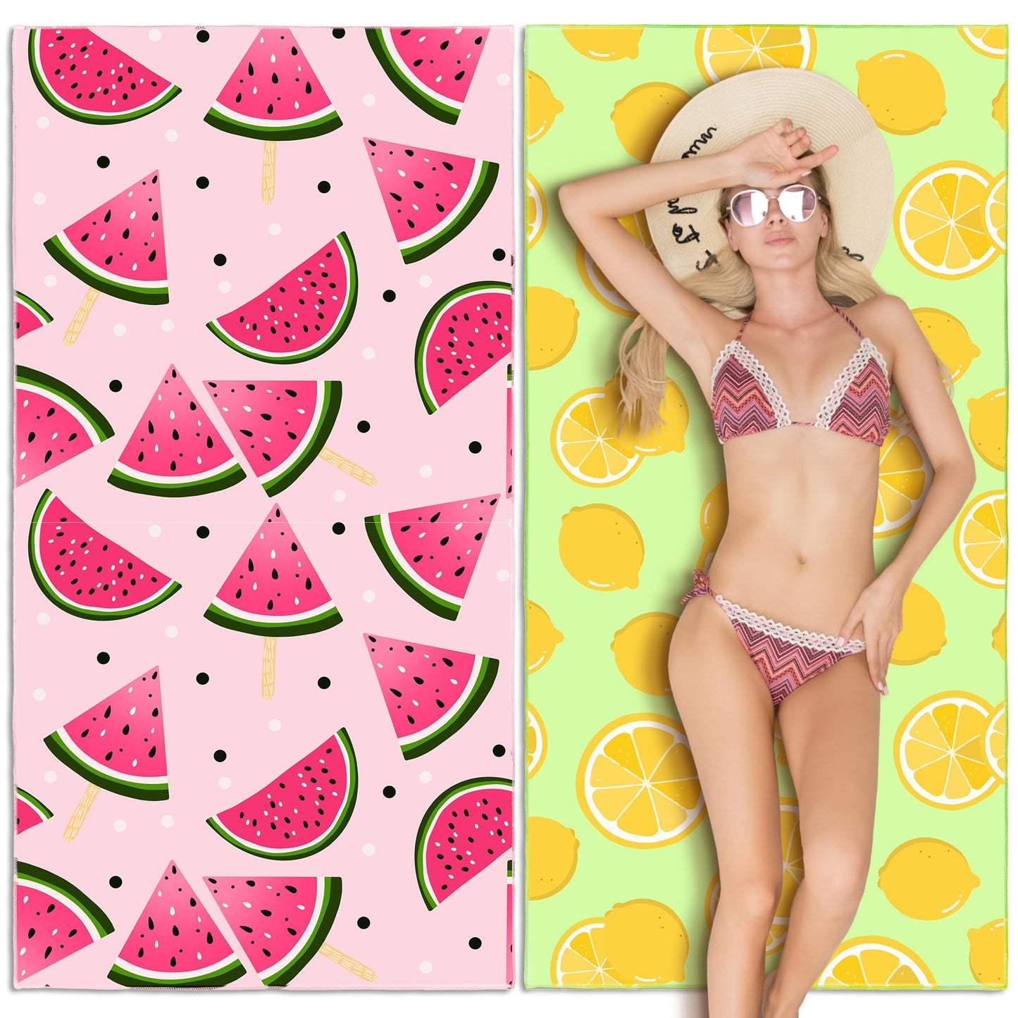 Lubibi Beach Towel,2 Pack,Microfiber,Oversized,Sand-Free,for Kids Adults