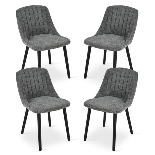 Goeurvant Dining Chairs Set of 4 Upholstered Armchairs with Wooden Legs Kitchen Chairs for Living Room, Grey-Chenille