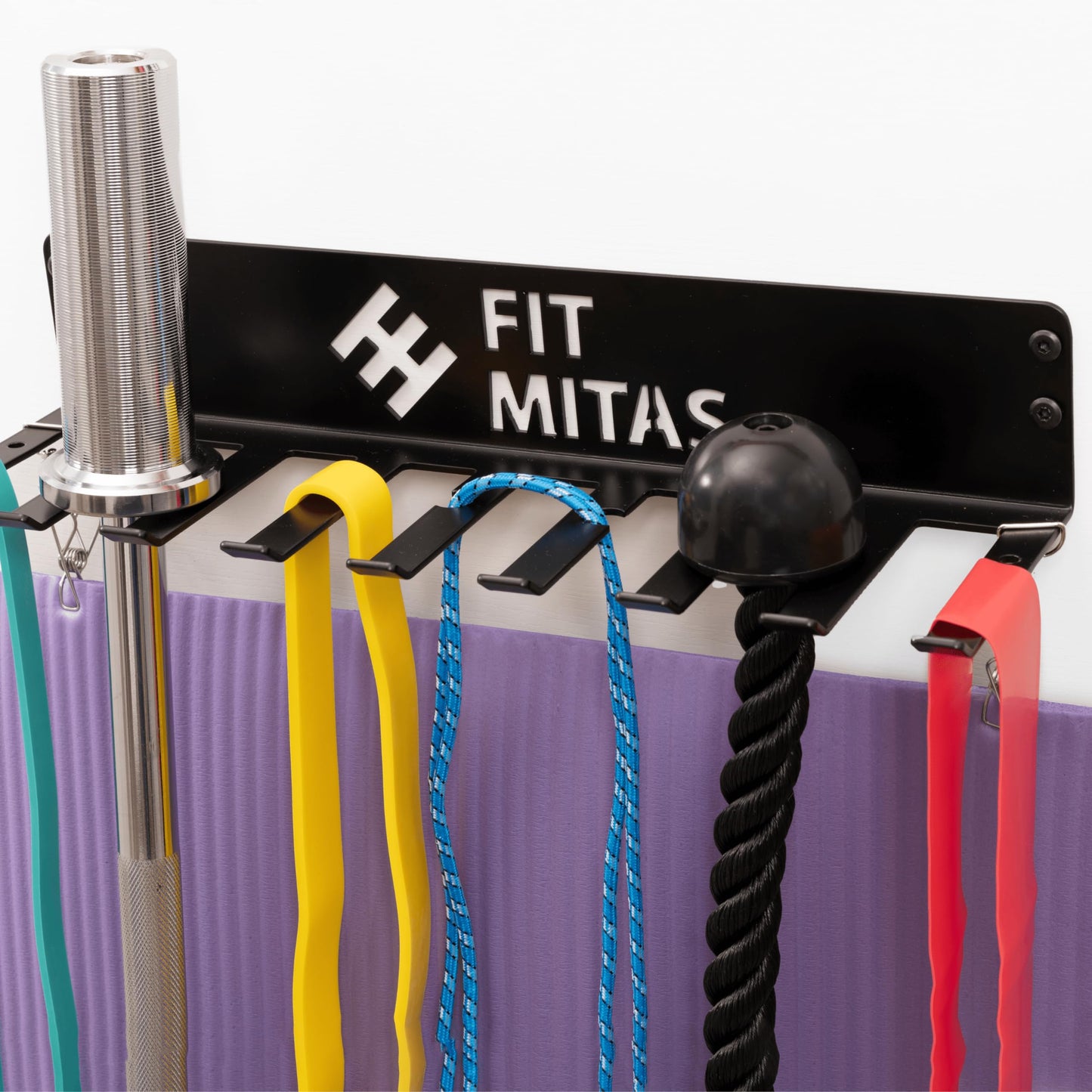 Weight Storage Racks | Gym Organiser | Vertical Wall Mounted Olympic Barbell Holder | Weight Bar Storage | Yoga Mat Holder | Sports Equipment Storage