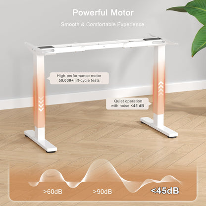 JUMMICO Height-adjustable desk frame with 2 strong motors, table frame, height adjustable with 3 memory controls, for sit-stand white
