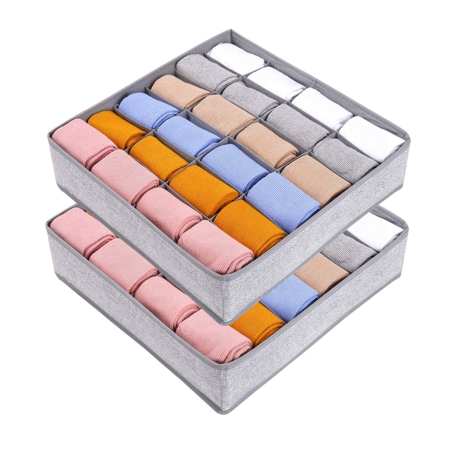 Joyoldelf Drawer Organisers Dividers 2 Packs Wardrobe Organiser, 24 Cell Collapsible Closet Cabinet Organizer Underwear Storage Boxes for Storing
