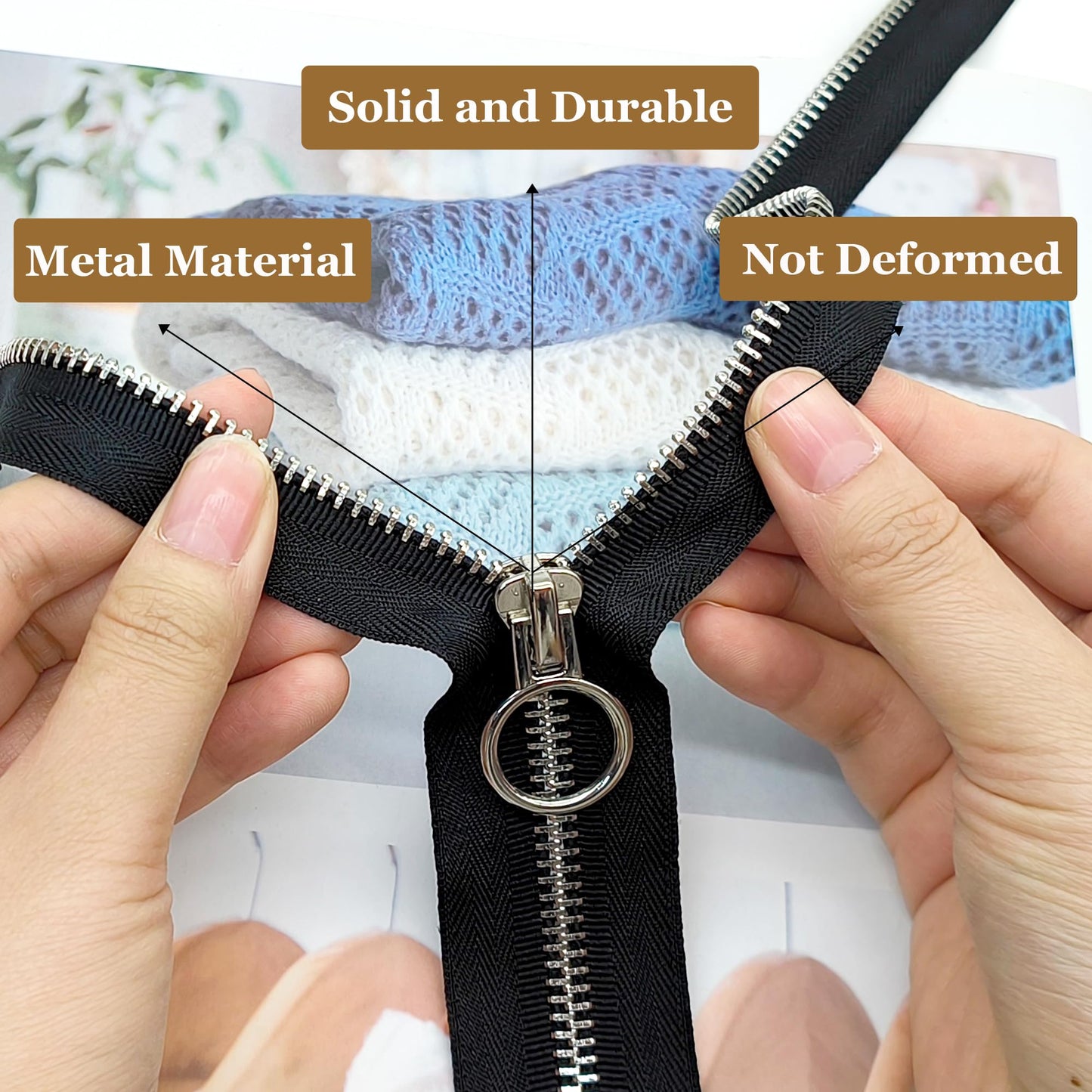 XCSJ #5 Zip 70 cm, Metal Zip 2-Way Separable Sewing for Jackets, Coats, Down Jacket, Suitcase, Tent, Bag, DIY Sewing Craft (Black, 70 cm)