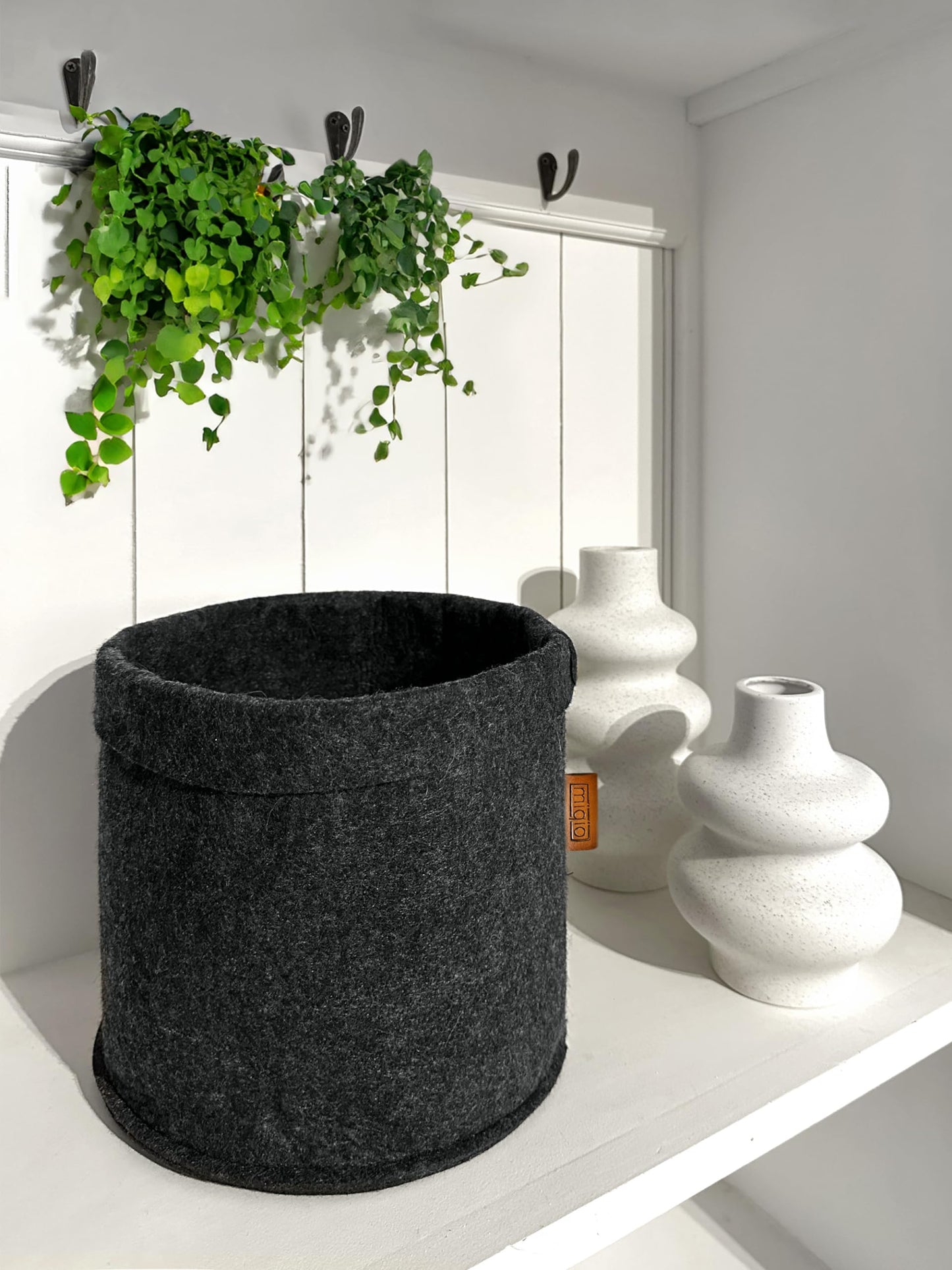 Miqio® Design Premium Felt Basket - Storage Baskets Round - Set of 3 - Plant Basket - Flower Planter - Oeko-Tex Certified