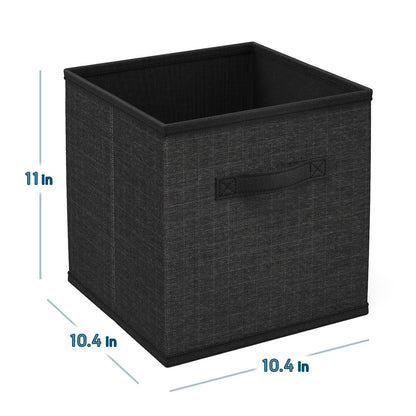 Nestl Cube Storage Bins, Foldable 6 Cube Storage Organizer Bins, Fabric Storage Cubes, Storage Basket with Handles, Black Closet Storage Bins