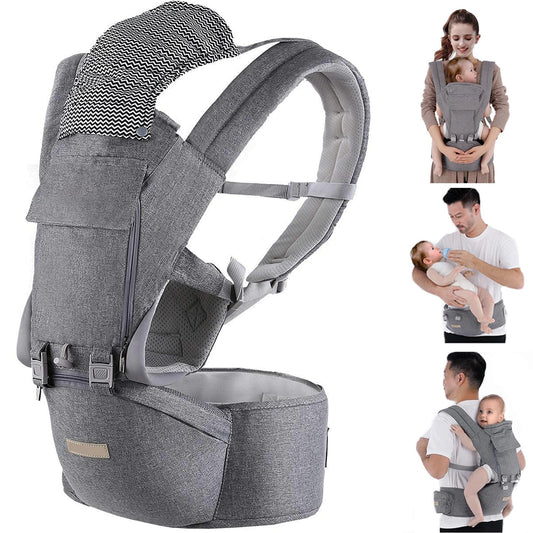 Kisdream Baby Carrier Multifunction Baby Carrier Backpack with Hip Seat (Ergonomic M Position) Enhanced Lumbar Support - 9 Ways to Carry 3-36 Months