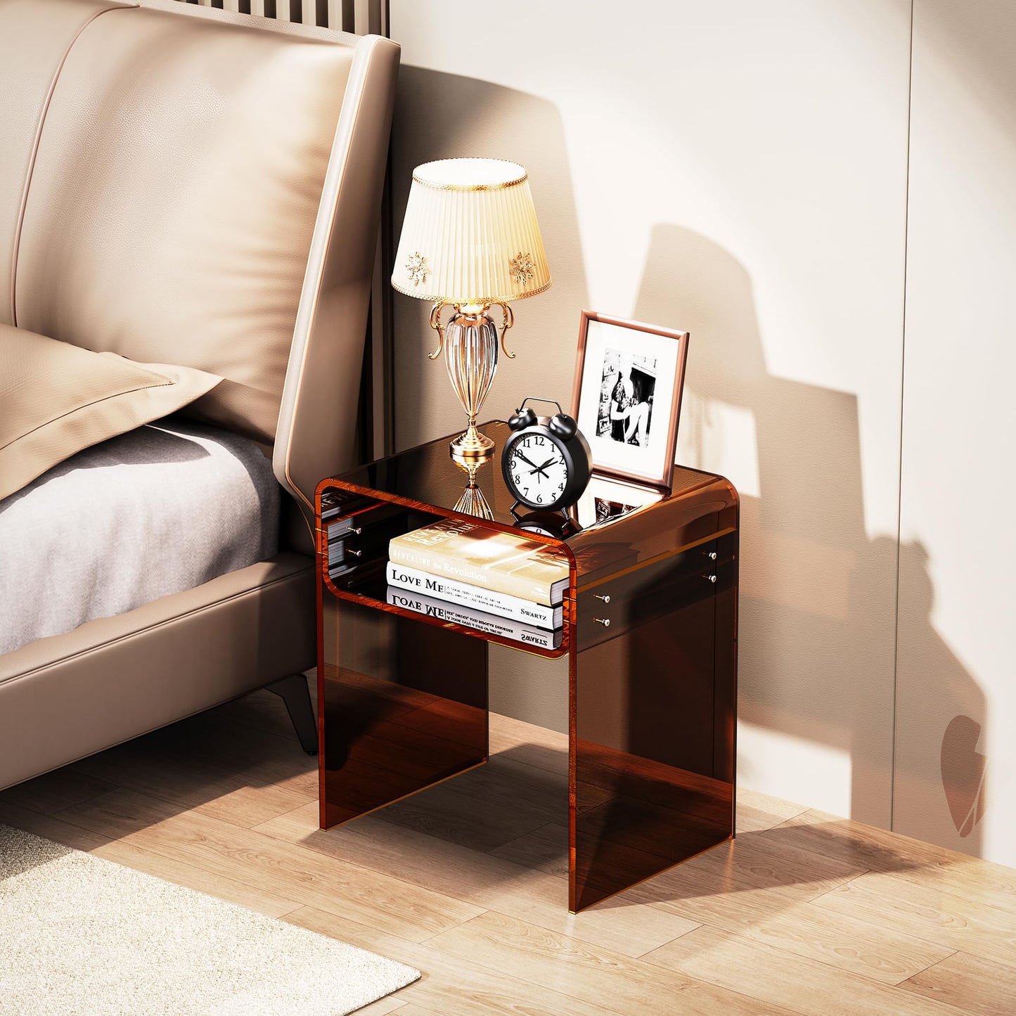 solaround Acrylic Side Table, Dark Brown