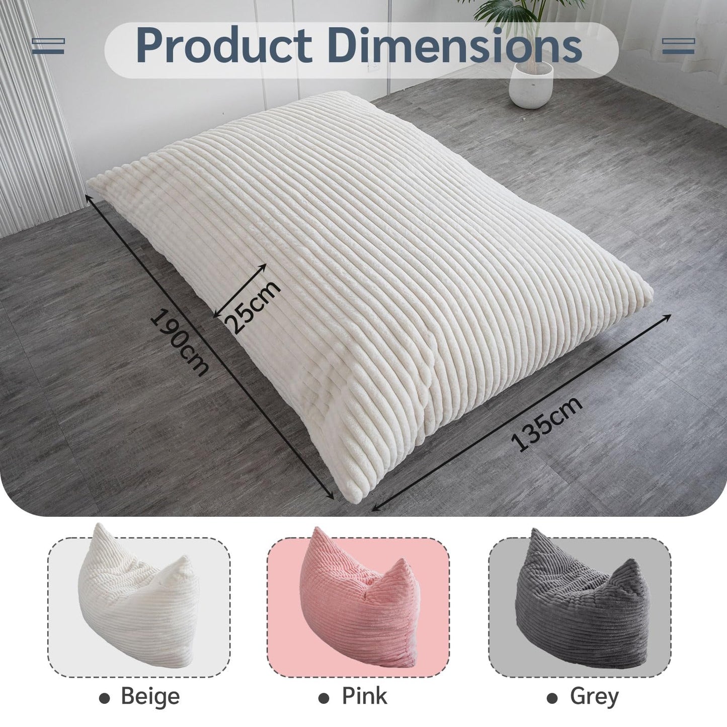 MAXYOYO Bean Bag Chairs, Bean Bag Bed for Adults High-Density Foam Filling, Convertible Sofa Bed Faux Fur, Giant Bean Bag Chairs for Adults