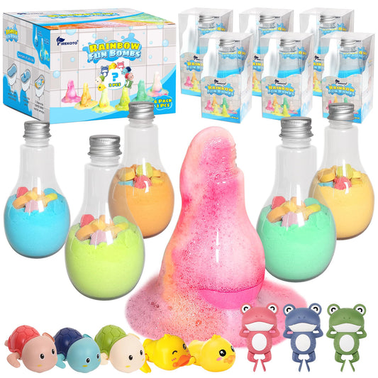 FIREKOTO?Kids Bath Bombs kit - 6pcs Bubble Bottles & 2pcs Surprise Box Toy,Interactive Science Toys for Kids,Fun Bubble Bath gift?Idea Birthday Gifts