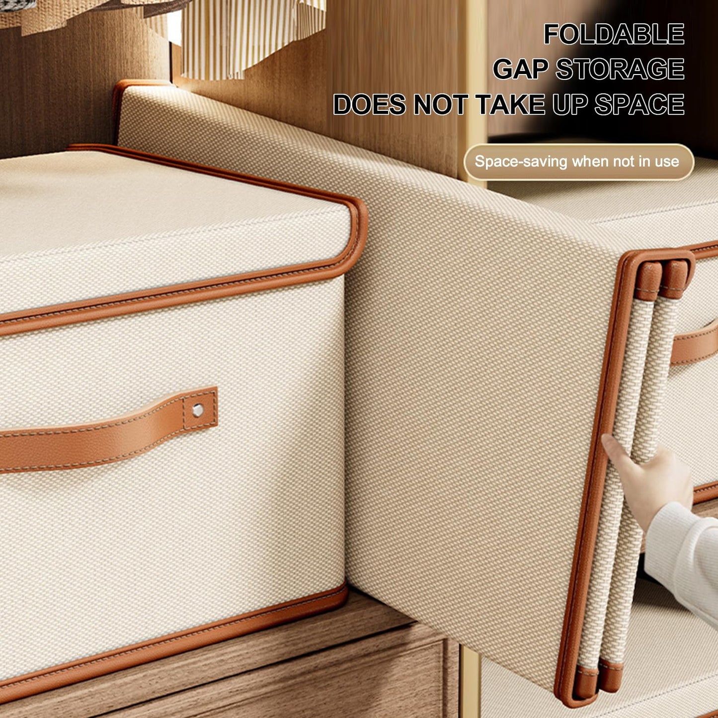 Vbvbip 2 PCS Oxford Fabric Storage Bins with Attached Lid - Large Clothes Organizer (44x30x29cm), Breathable Collapsible Closet Bins for Clothing