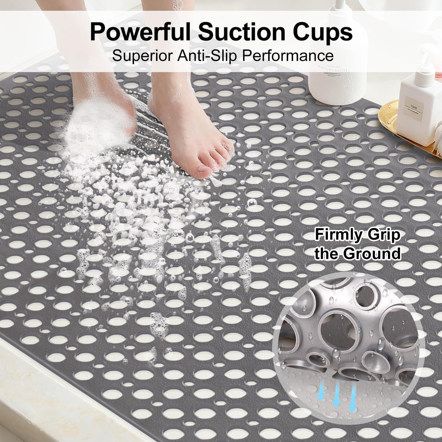 Extra Large Shower Mat Non Slip Anti Mould: 80 x 120 cm Non Slip Shower Mat for Inside Walk-in Shower Tray