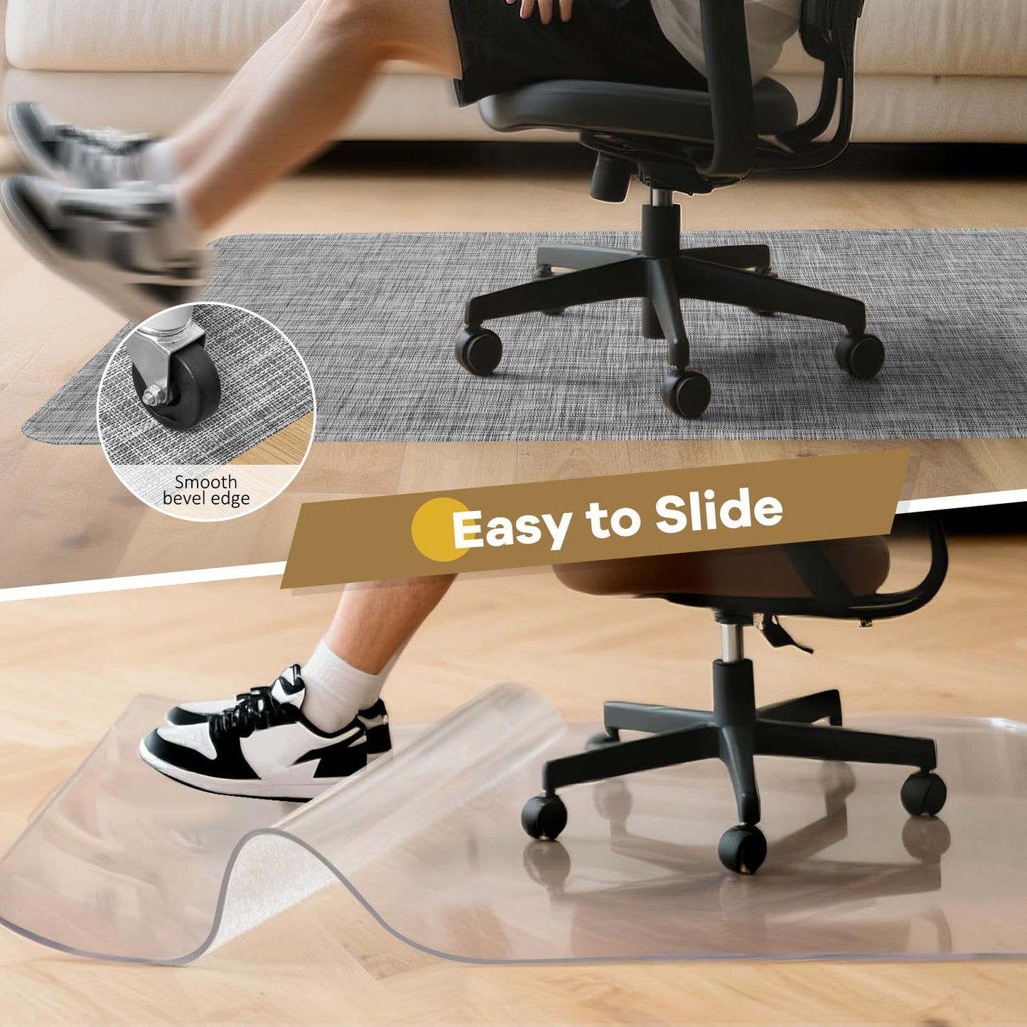 BesWin Office Chair Mat for Hardwood Floors, 90x120cm Non-Slip Hard Floor Protector Mat for Office Chair