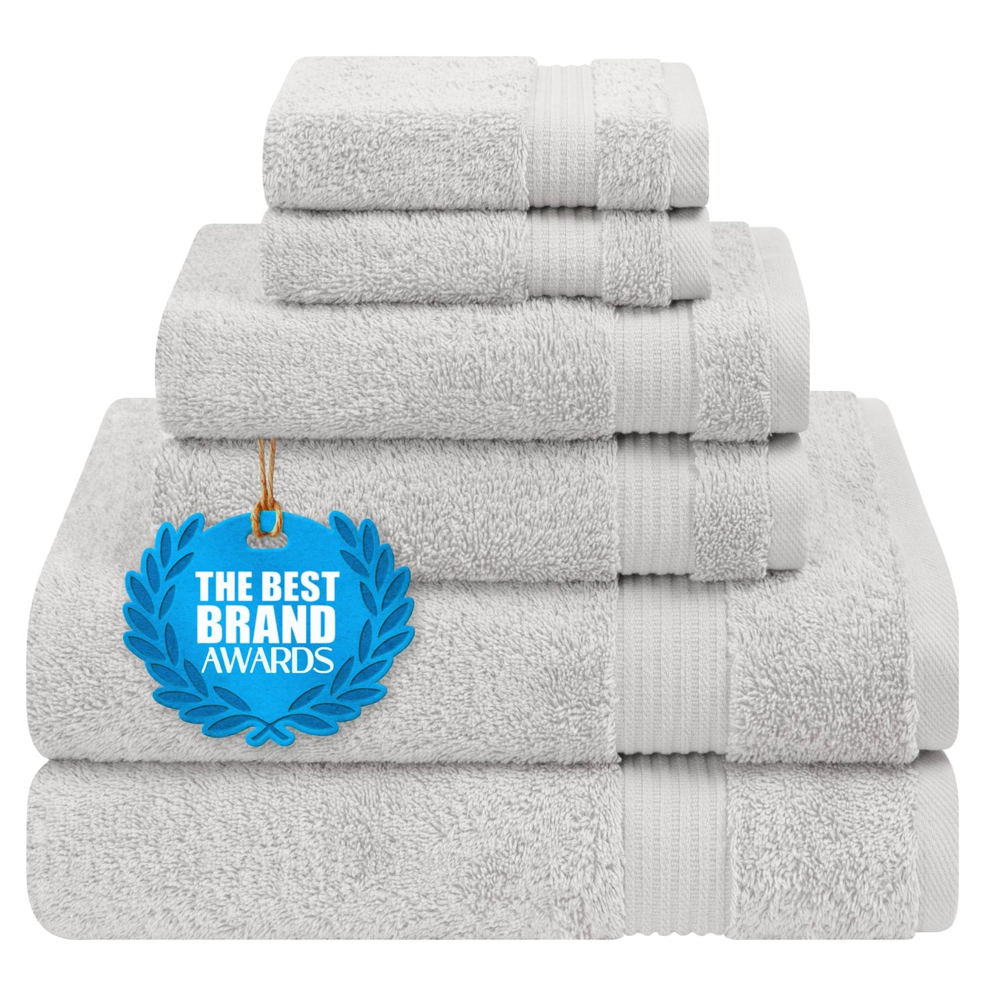 Cotton Paradise 6 Piece Towel Set, 100% Turkish Cotton Soft Absorbent Towels for Bathroom, 2 Bath Towels 2 Hand Towels 2 Washcloths