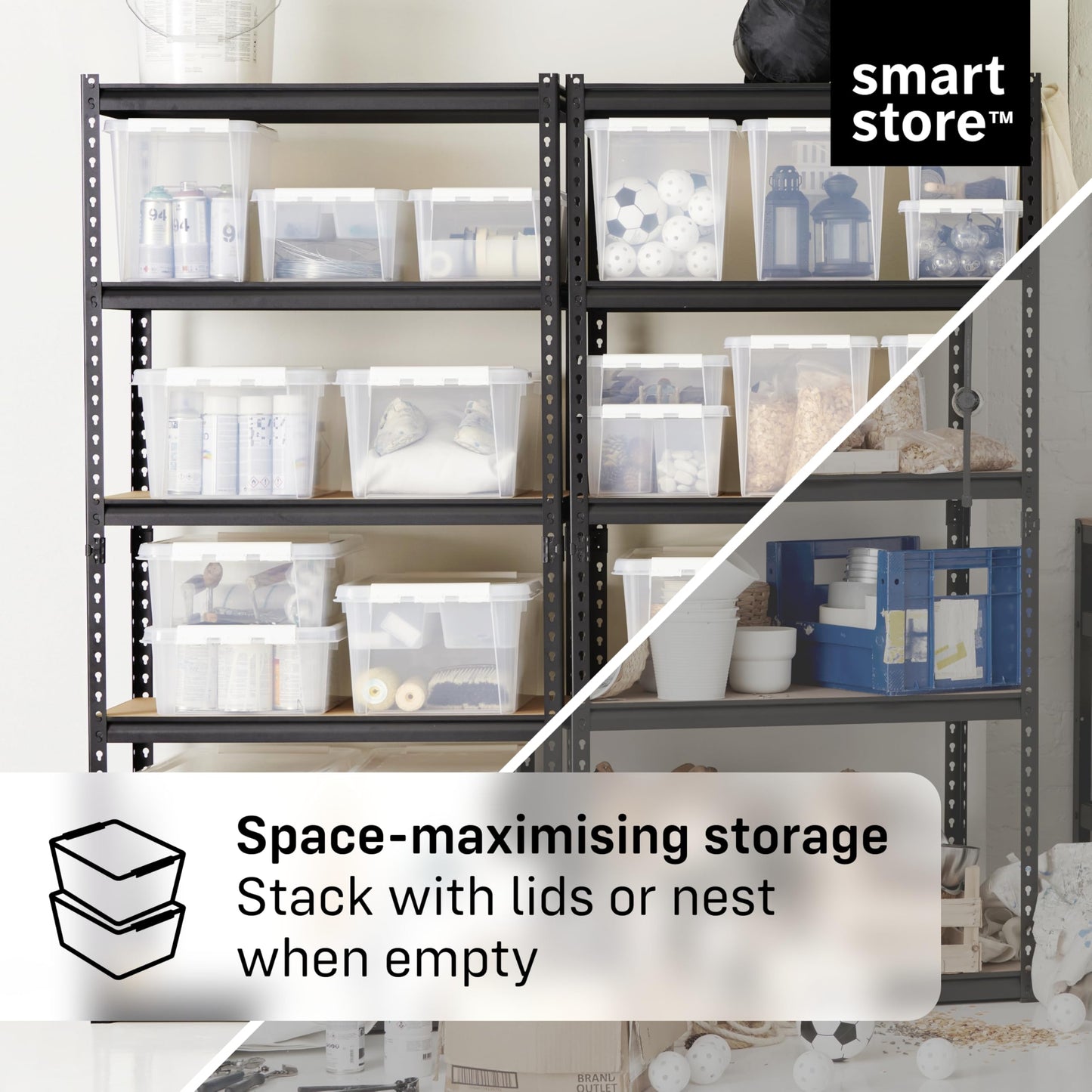 SmartStore - 10x Plastic Storage Box with Lid Classic 2L (21x17x11cm) |Storage Drawers|Food-Safe Material|Kitchen & Organisation|BPA-Free|Durable