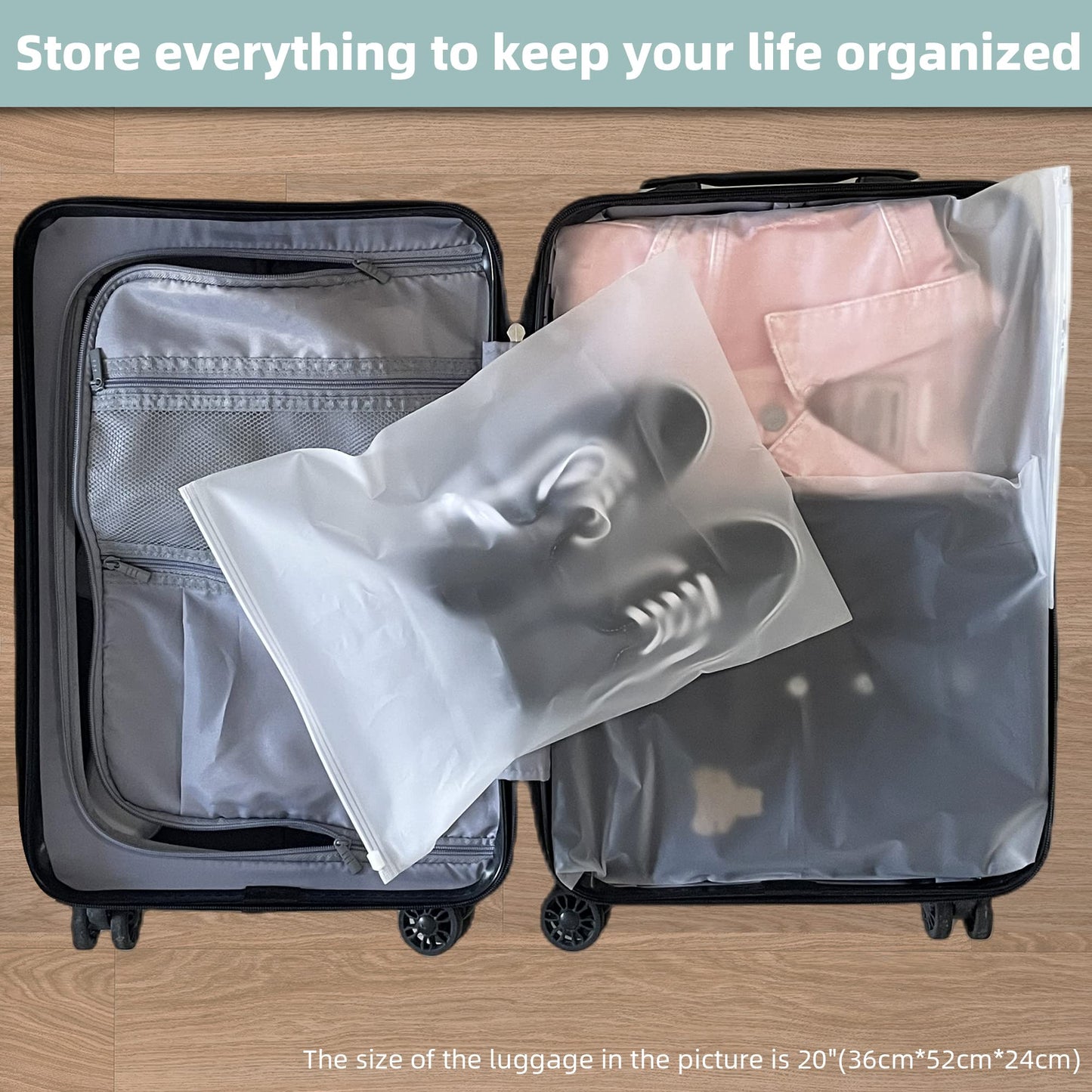 20pcs Travel Storage Set - Reusable Ziplock Bags, Clothes & Shoes Bags for Travel, Maternity & Hospital Use (5 Sizes)
