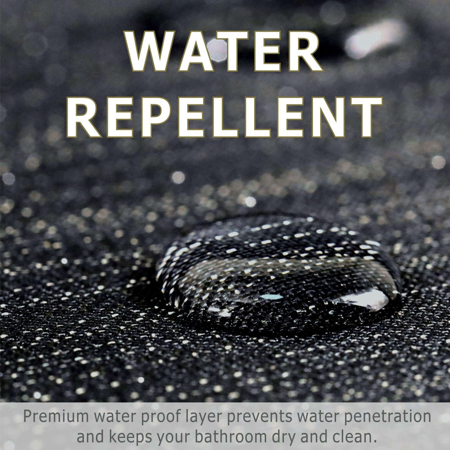 Black Silver Glitter Shower Curtain: Waterproof Washable, 200Lx183W