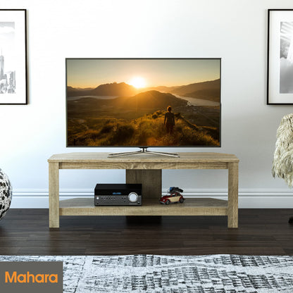 mahara Corner TV Stand - TV Floor Stand for Max 55" TV - Modern TV Stand for Max 40kg TV Rustic Sawn Oak, Up to 55" - No Glass