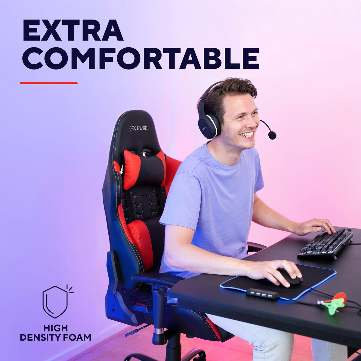 GXTrust Resto Gaming Chair Full 360° Rotatable Seating, Red