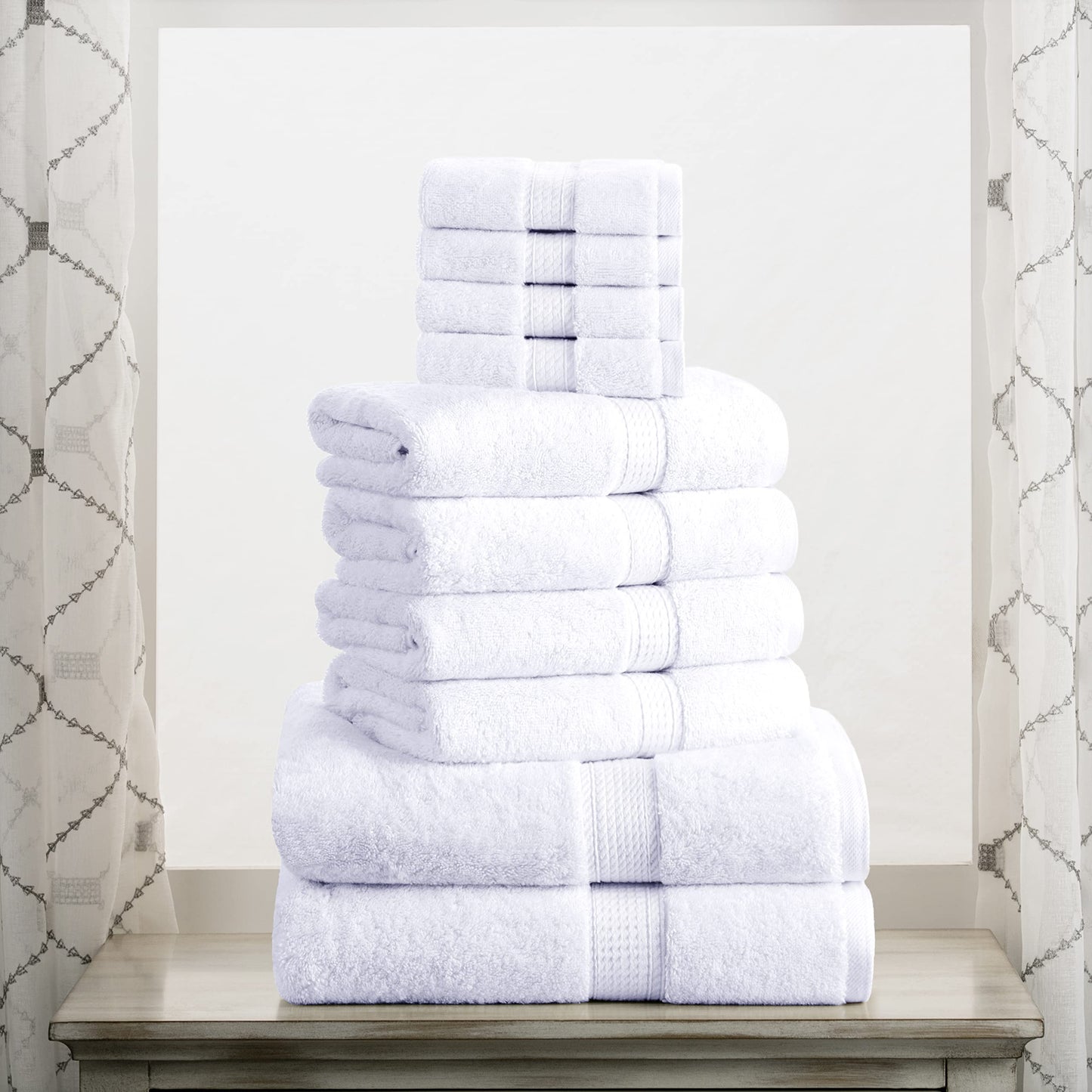 Superior Egyptian Cotton Pile 10 Piece Towel Set, Includes 2 Bath, 4 Hand, 4 Face Towels/Washcloths, Ultra Soft Luxury Towels, Thick Plush Essentials