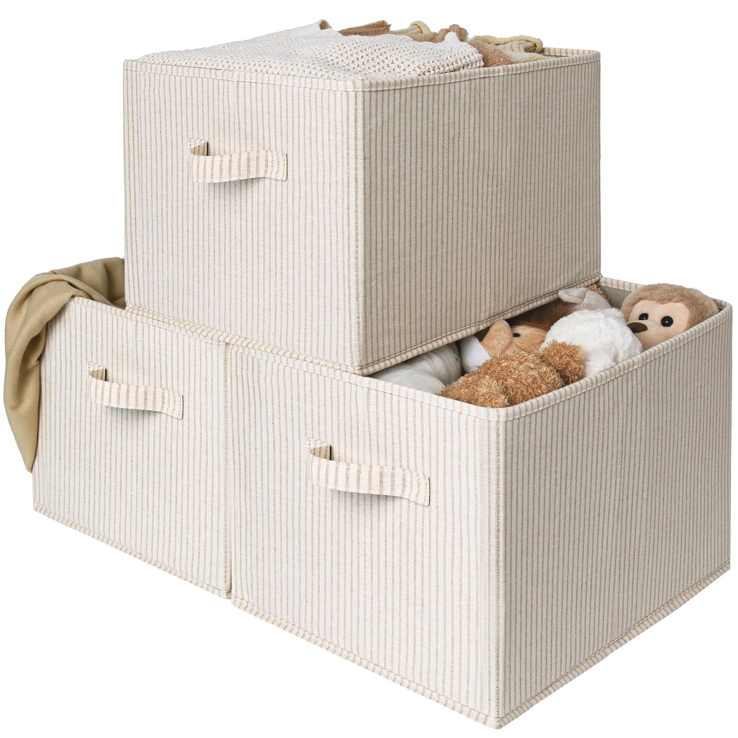 StorageWorks Large Storage Boxes for Wardrobe, Rectangular Storage Baskets for Shelves, Closet Organizers with Handles