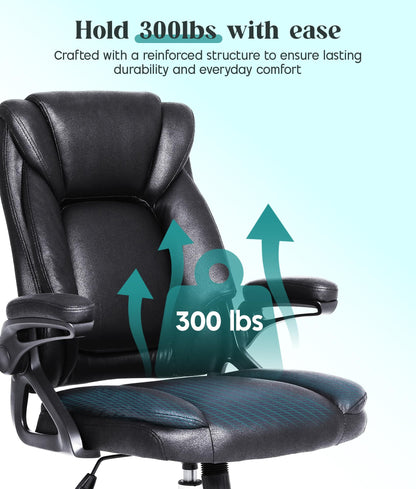 CHI ENERGY Executive Office Chair, Ergonomic Desk Chair with Padded Flip-up Armrests and Cushion