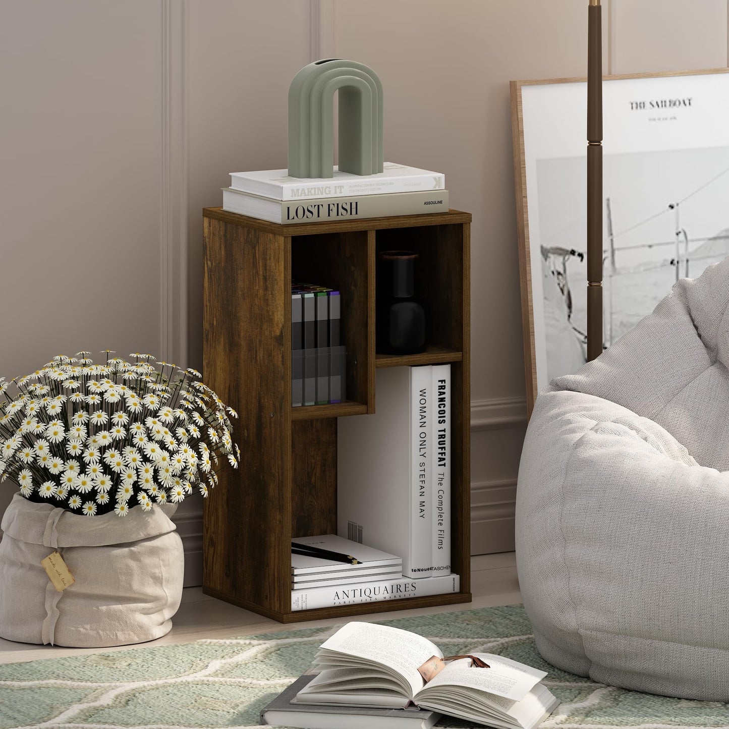 Furinno DALY Book Shelf, 3-Cube Bookshelf, Cube Storage Organizer Bookcase with Irregular Compartments, 23.9 x 29.7 x 54.1 cm, for Living Room