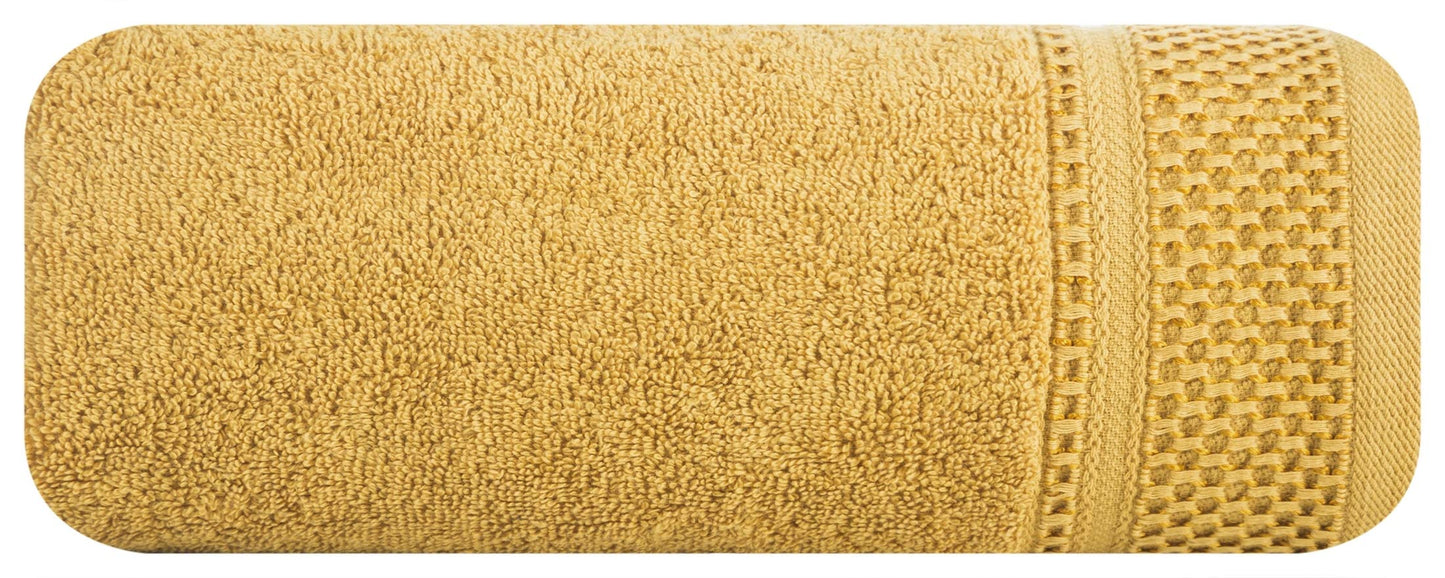 Eurofirany Carlo Bath Towel Set Hand Towel Sauna Towel Pattern - Absorbent, 100% Cotton 580g/m, Pack of 3 and 6, Rapeseed Yellow, 50 x 90 cm, 6