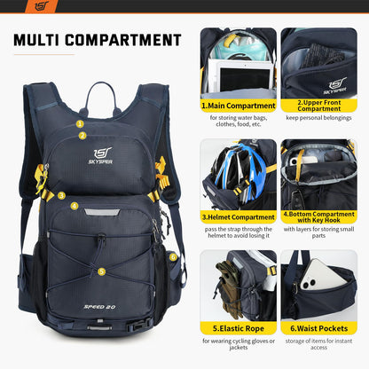 SKYSPER Cycling Backpack 20L Lightweight Bike Backpack for Men Women Running Rucksack for Biking Hiking Climbing(Navyblue)