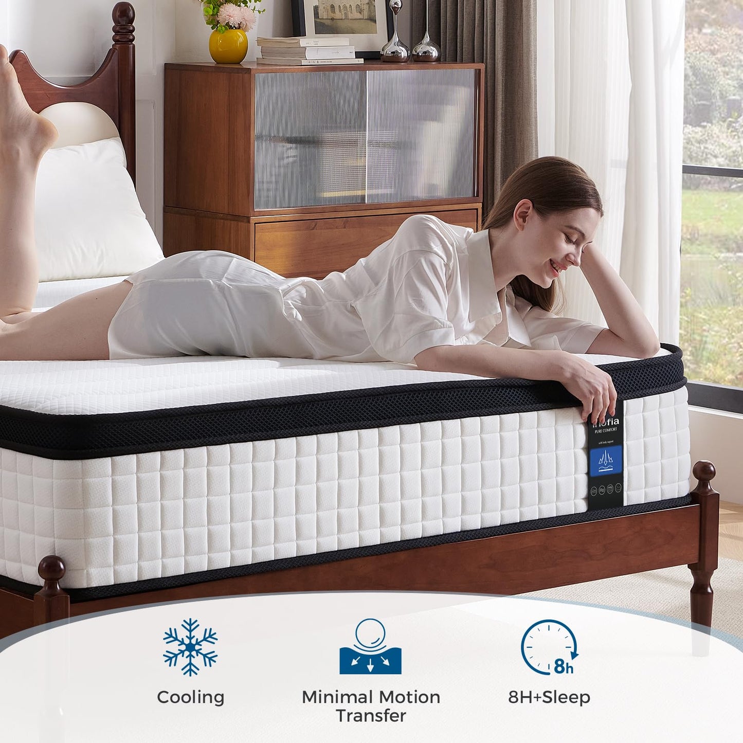 Inofia Single Mattress, 12 Inch Hybrid Mattress with Aeroshield Memory Foam and NexusArc Pocket Sprung,Cozy and Breathable Fabric,The Elegant Plus