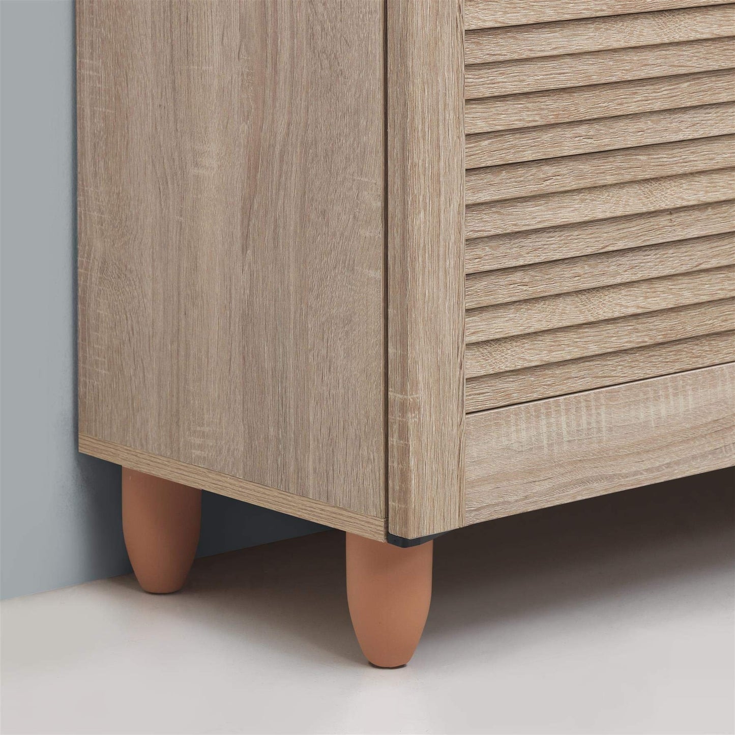 TAD TIMBER ART DESIGN UK Modern Shoe Storage Cabinet 3 Doors Footwear Stand Rack Unit Cupboard Sonoma Oak