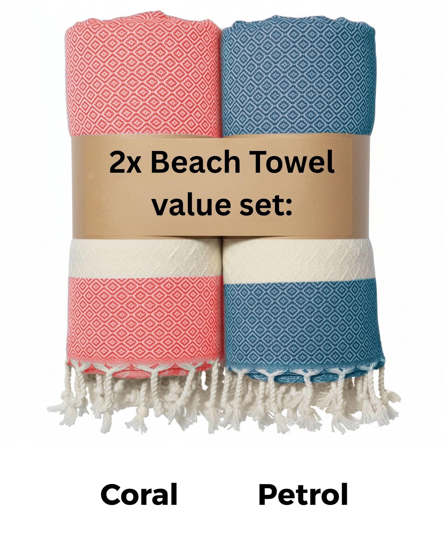 Flora Furora Beach Towel Large 100 x 200 cm: Cotton (Set of 2), Light, Long, Thin, Compact, Premium Quality, Hammam Towel, Sauna Towel