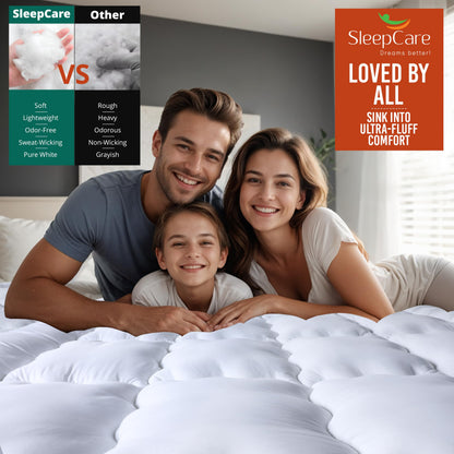SleepCare Thick Mattress Topper Single Bed, Premium Quality Breathable Single Mattress Topper, Quilted and Fluffy Single Bed Mattress Topper with