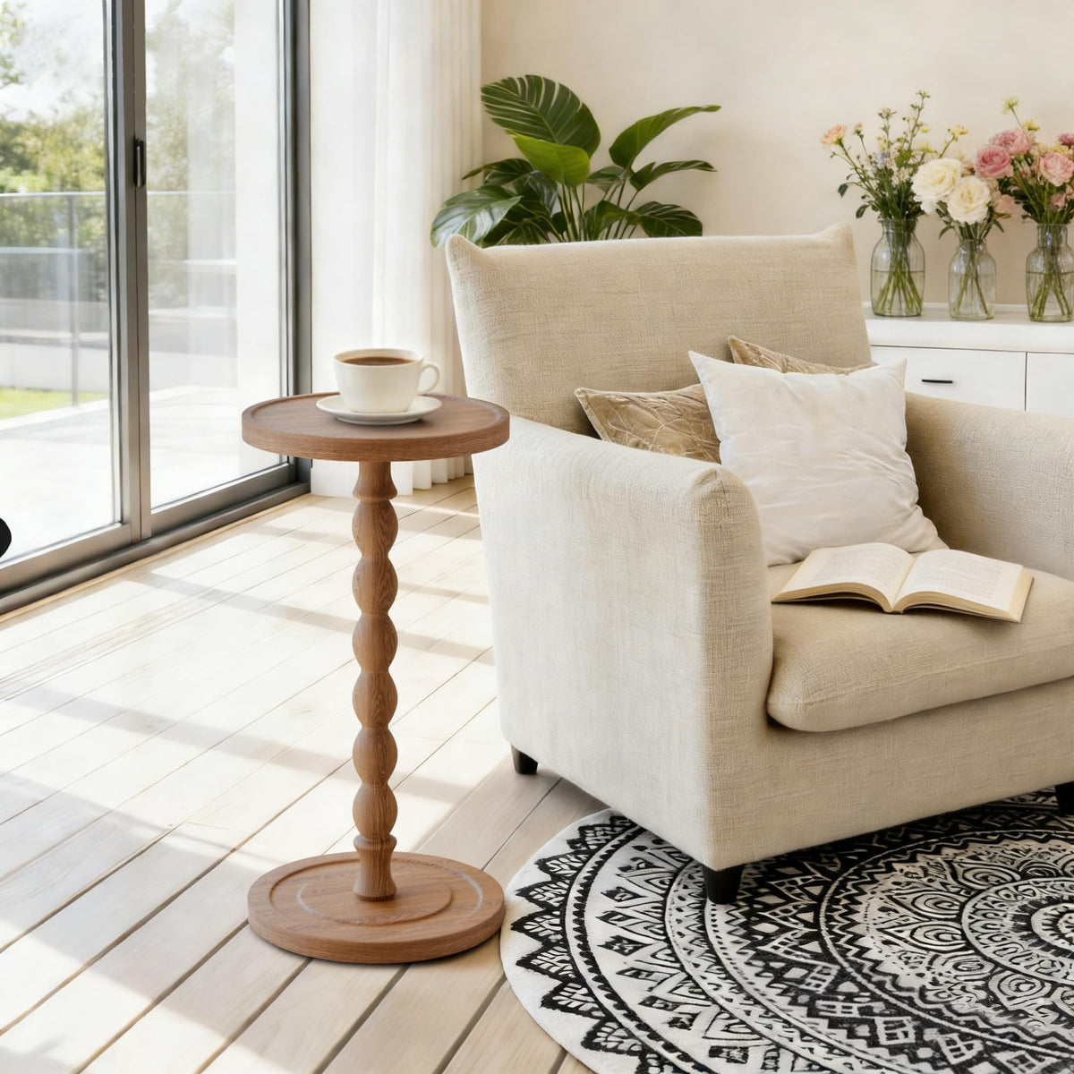 Caossuixin 30cm Wooden Round Side Table,Round Bar Table, Small End Table