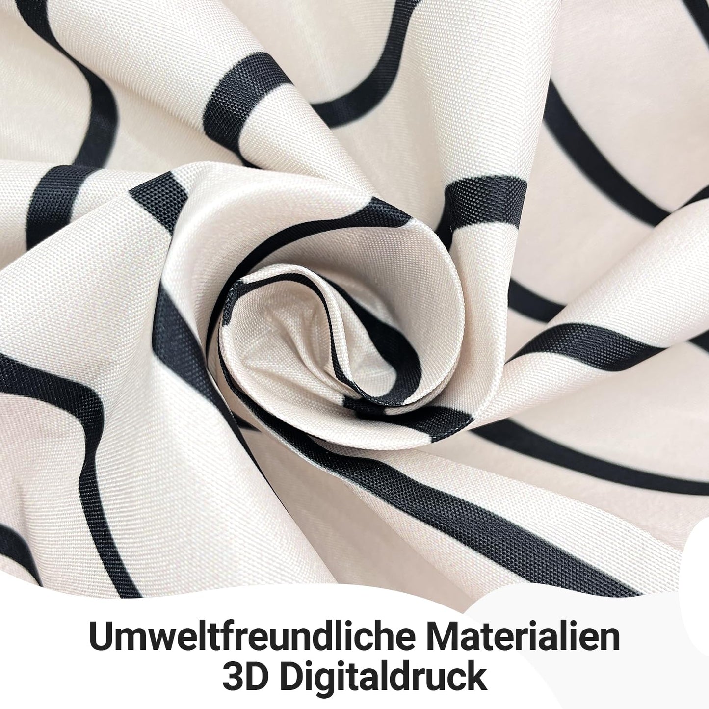 Lerores Shower Curtain 180 x 160 cm Geometric Curve, Weighted Hem, Anti-Mould Textile, Water-Repellent