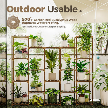 Bamworld Plant Stands Indoor Wooden Plant Stand Multifunctional Creative Plant Shelf Decor for Indoor Outdoor Balcony Living Room Office Gardens