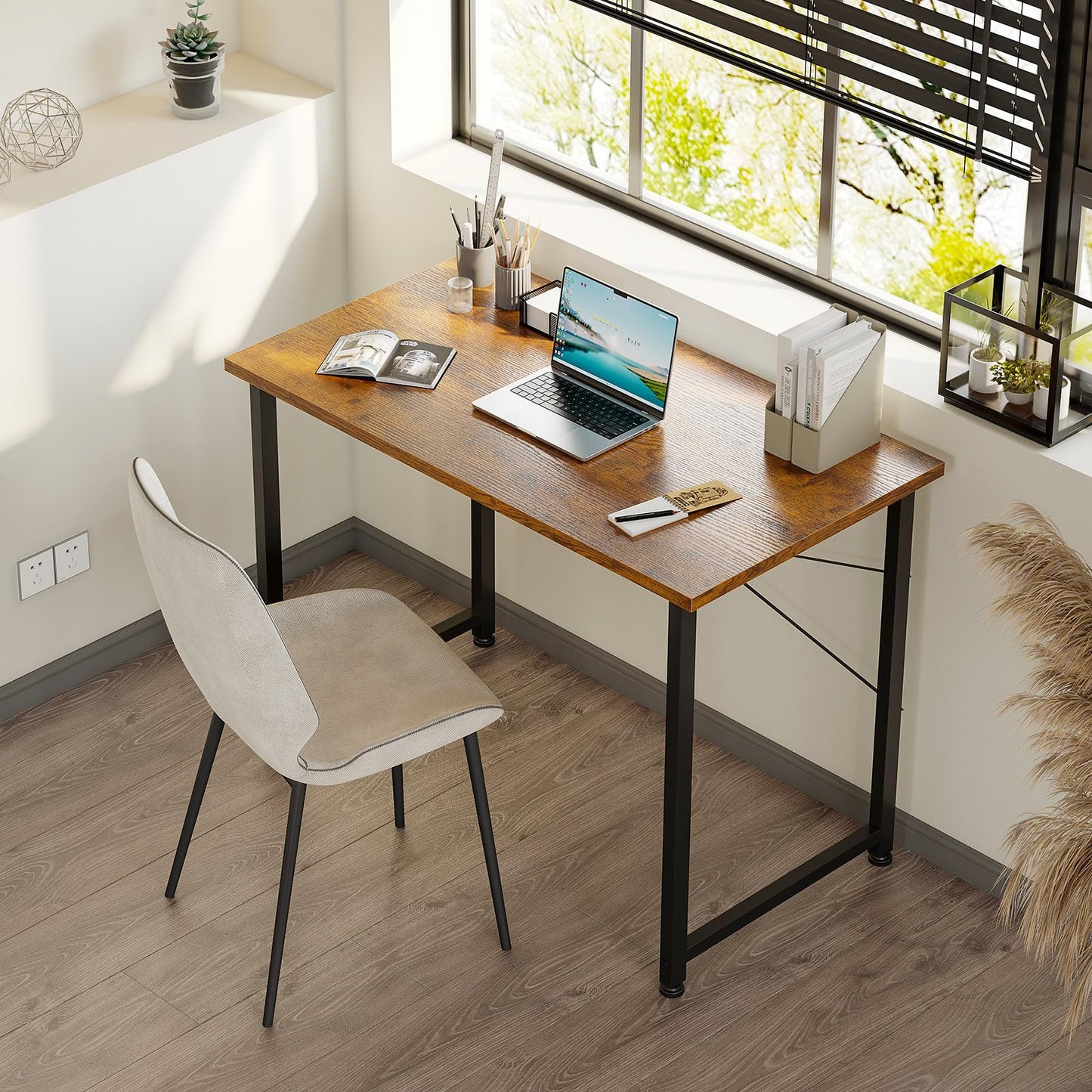 ODK 80x40 cm Desk, Computer Desk for Home Office, Vintage Brown
