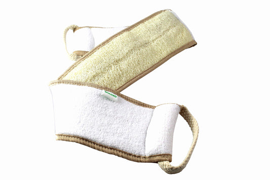 Woloxo Loofah Sponge Back Scrubber for Bath and Shower, Natural Loofah and Soap for Body Plus Back, 100% Natural Sponge, Body Scrub, White, Brown,