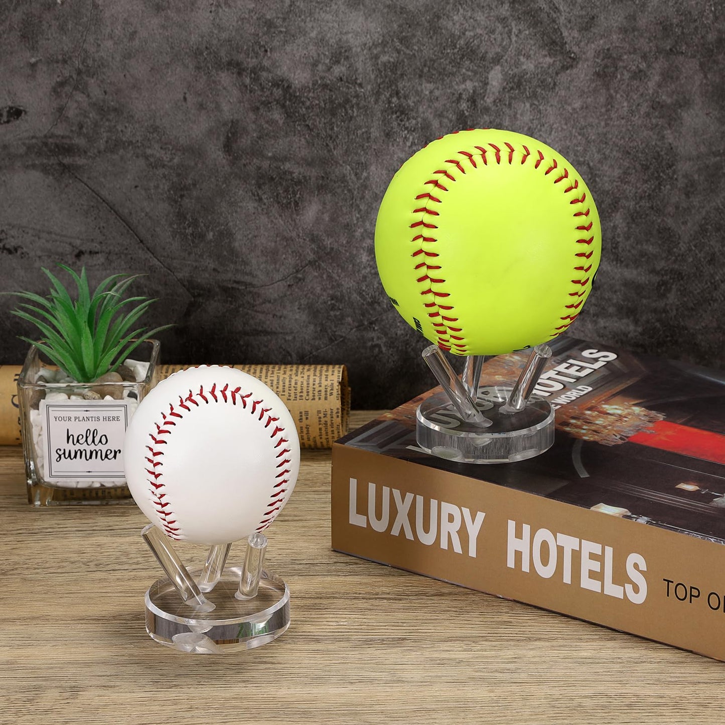 OLegei 1Pcs Mini Acrylic Tripod Stand, Baseball Display Holder for Tennis, Golf, Cricket, Crystal Sphere Geode Rock Clearly Display Base