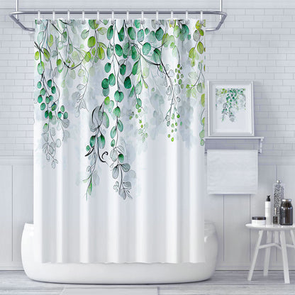 LIVETTY Shower Curtain 180×180cm Plant Bathroom Decoration Leaves Shower Curtains Mould Proof Floral Shower Curtain Fabric Bathroom Curtain with 12