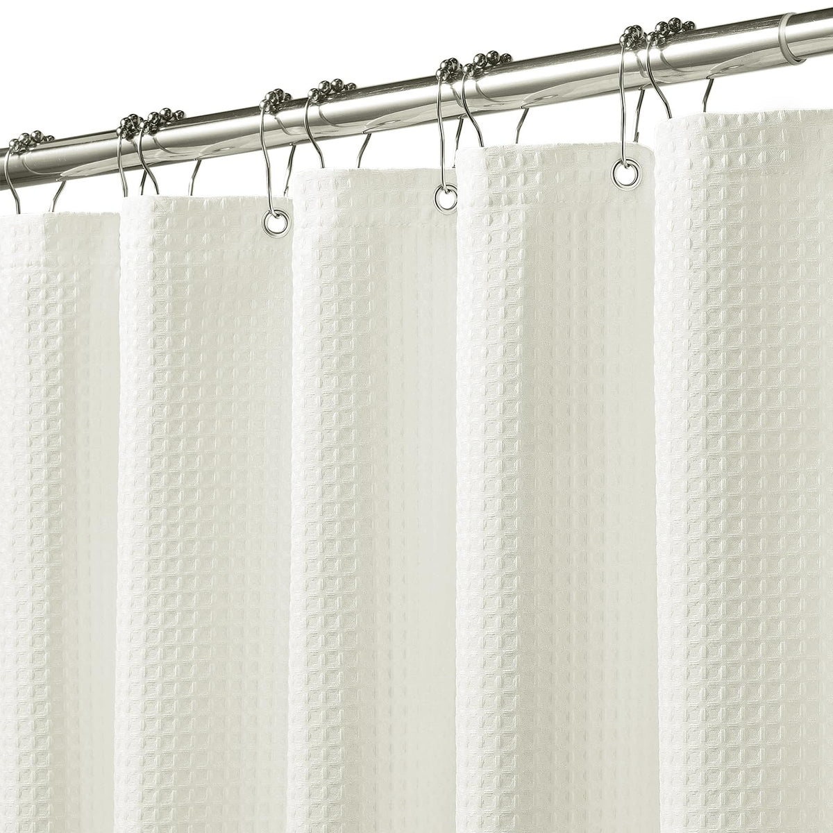 FY&XZH Heavy-Duty Waffle Weave Shower Curtain with Stainless Steel Hooks, Thick Fabric for Bathroom, Hotel, Spa & Salon-275 x 183cm Beige