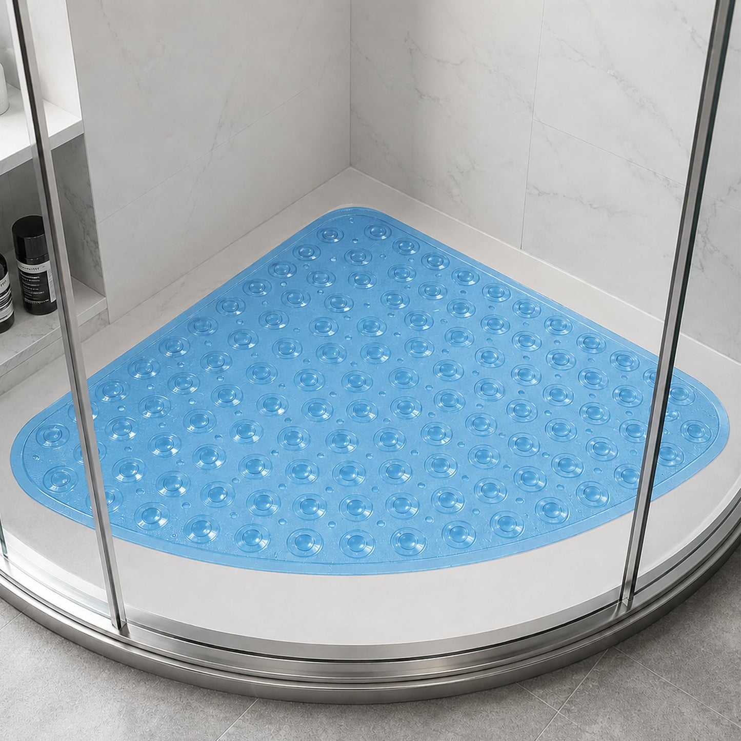 AUNEK Corner Shower Mat Non Slip Anti Mould, 54 x 54cm Premium Quality Inside Shower Mat for Quadrant Bathroom Corners