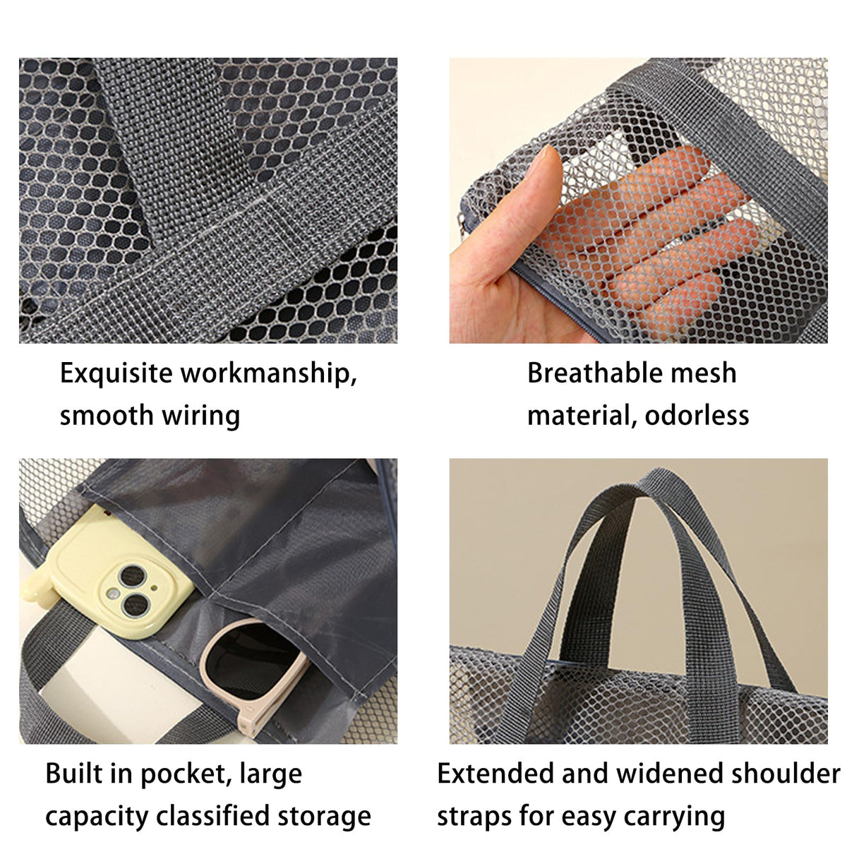 RANYAKE 2PCS Mesh Shower Caddy Bag,Quick Dry Shower Tote Bag,Lightweight Bath Organizer,Fitness Storage Bags,for Dormitories,Swimming,Fitness