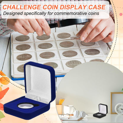 PATIKIL Velvet Challenge Coin Presentation Display Box, 45mm Coin Display Case Badge Gift Storage Protective Holder for Commemorative Medals Tokens