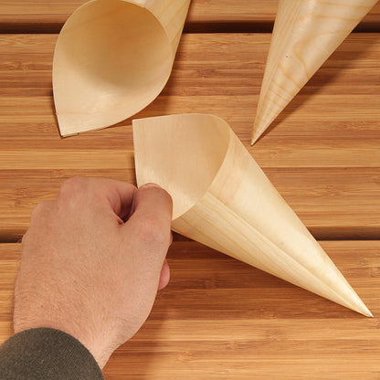BambooMN Brand  7.1" Tall x 2.75" Diameter Disposable Wood Cones  300 Pieces
